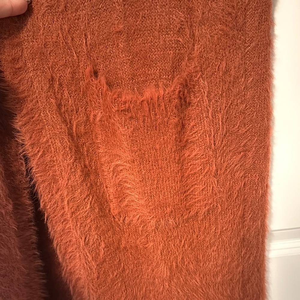 Rust Long Fuzzy Cardigan - Picture 3 of 8